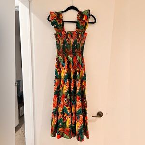 CAARA womens calypso tiered sundress in tropical print. Never been worn. Size M